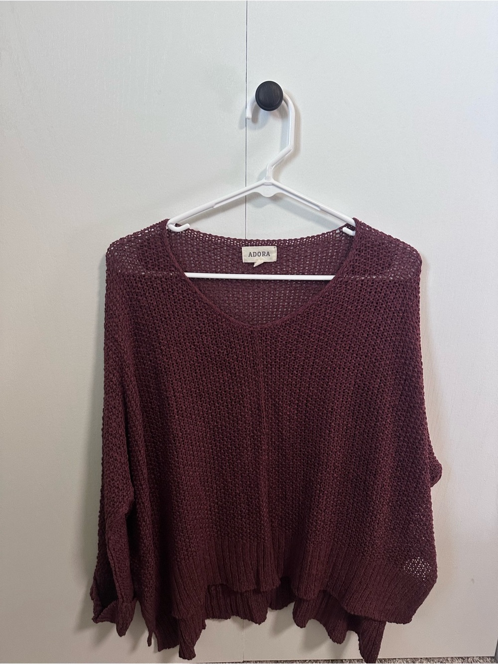 ADORA Plum Open-Weave Scoop Neck Sweater